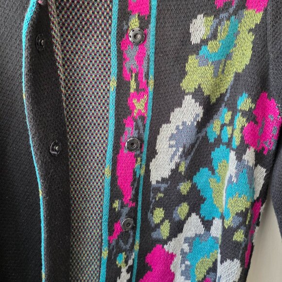 J. JILL Black Floral Jacquard Long Sweater Duster Coat Cardigan w/ Pockets XS - Picture 12 of 12
